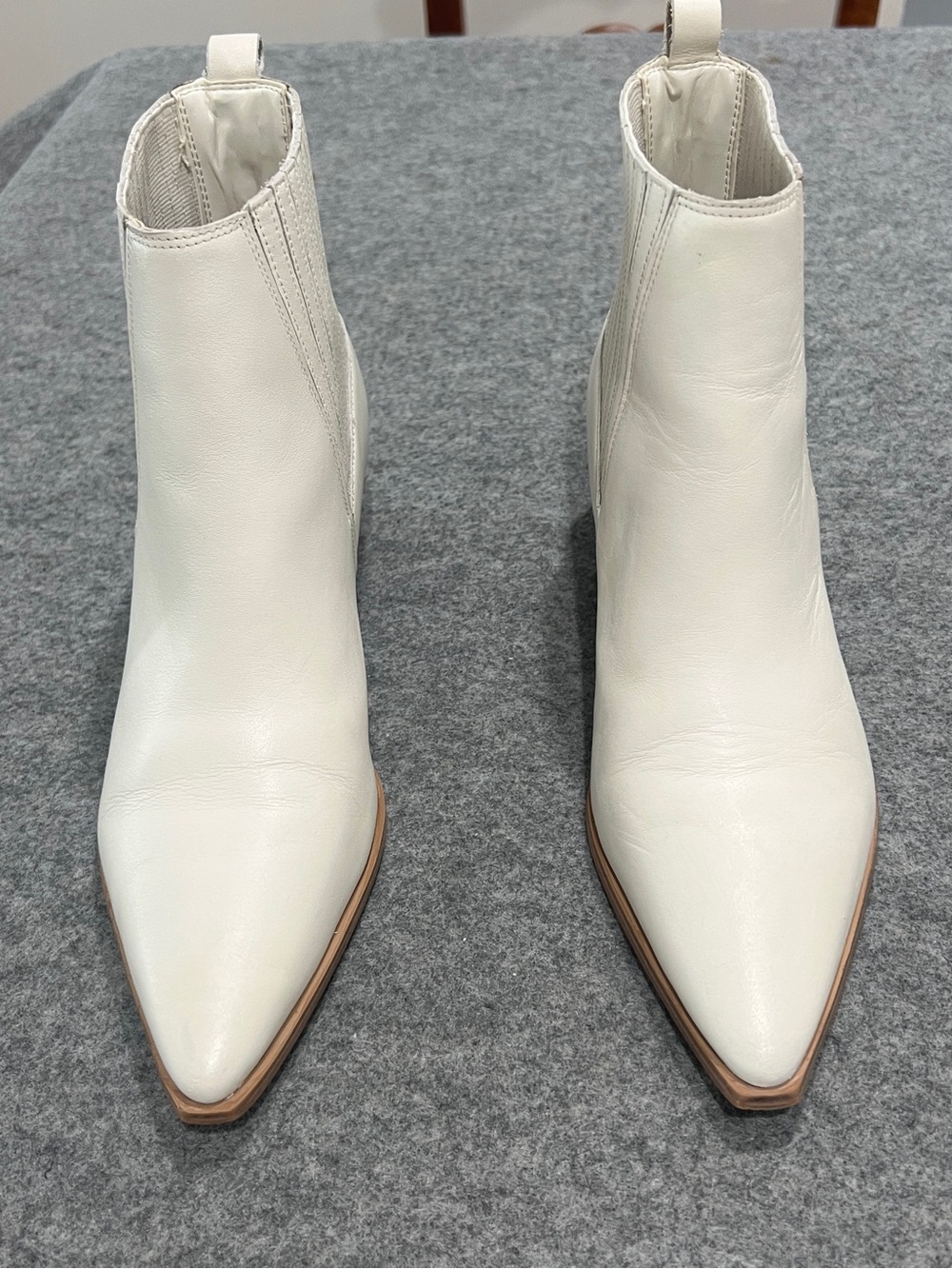 Marc Fisher Pointed Toe Mlyarita Ankle Boots off white